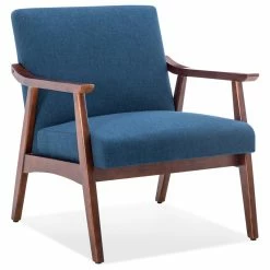 Hot Sale 😉 Belleze Accent Chair Living Room Upholstered Armchair, Navy Blue 🔥