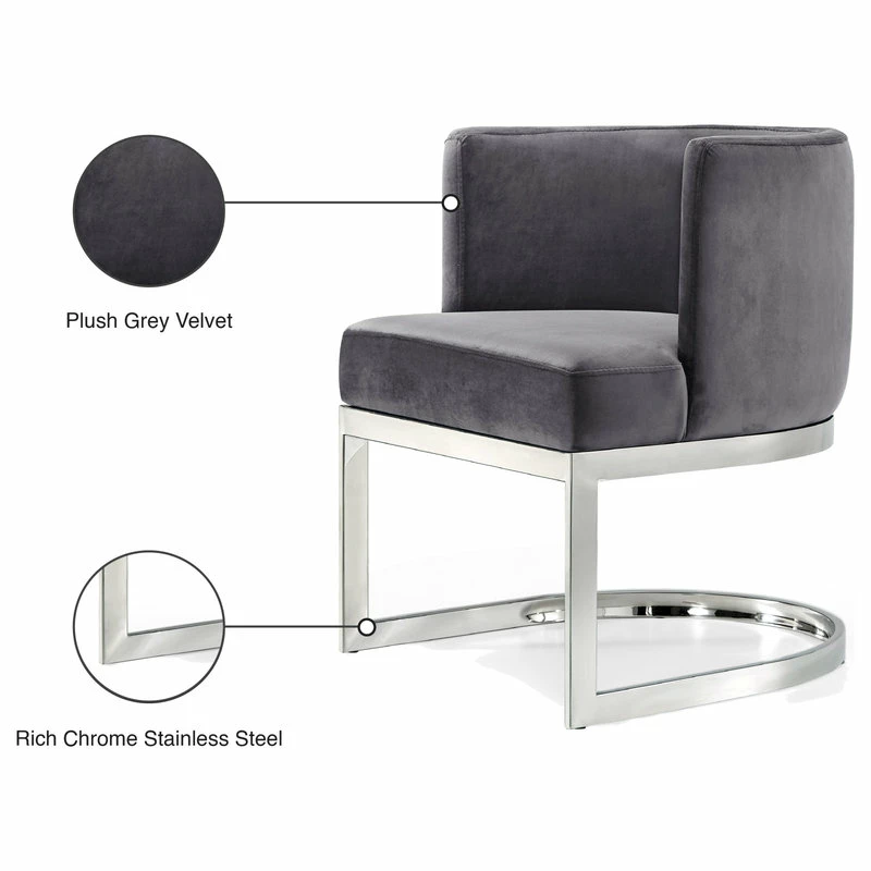 Flash Sale ๐ Meridian Furniture Gianna Velvet Dining Chair, Gray, Chrome Base ๐งจ 6 Flash Sale ๐ Meridian Furniture Gianna Velvet Dining Chair, Gray, Chrome Base ๐งจ - Image 6