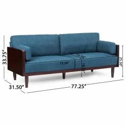 Coupon 🎉 GDFStudio Bagan Mid-Century Modern Upholstered 3 Seater Sofa, Navy Blue + Dark Walnut ⌛ -Living Room Furniture Shop df01d90a006ff381 8383 w800 h800 b1 p0