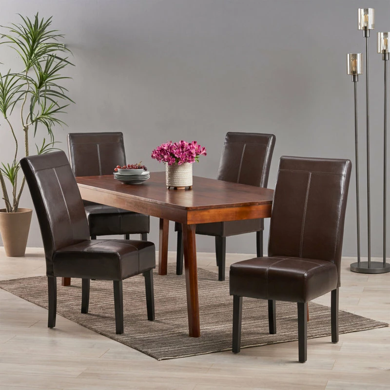 Deals ✔️ GDFStudio GDF Studio Percival T-stitched Chocolate Brown Leather Dining Chairs, Brown, Set ✨ 2 Deals ✔️ GDFStudio GDF Studio Percival T-stitched Chocolate Brown Leather Dining Chairs, Brown, Set ✨ - Image 2