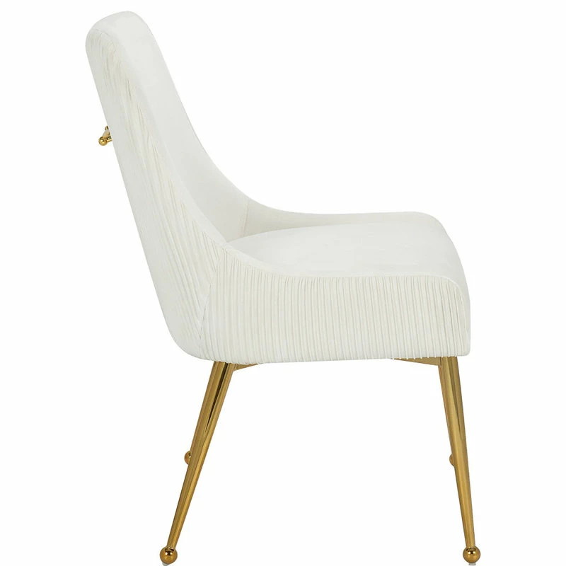 Buy ⭐ MOD The Cue Dining Chair, Cream And Gold, Pleated Velvet, Set Of 2 👏 3 Buy ⭐ MOD The Cue Dining Chair, Cream And Gold, Pleated Velvet, Set Of 2 👏 - Image 3