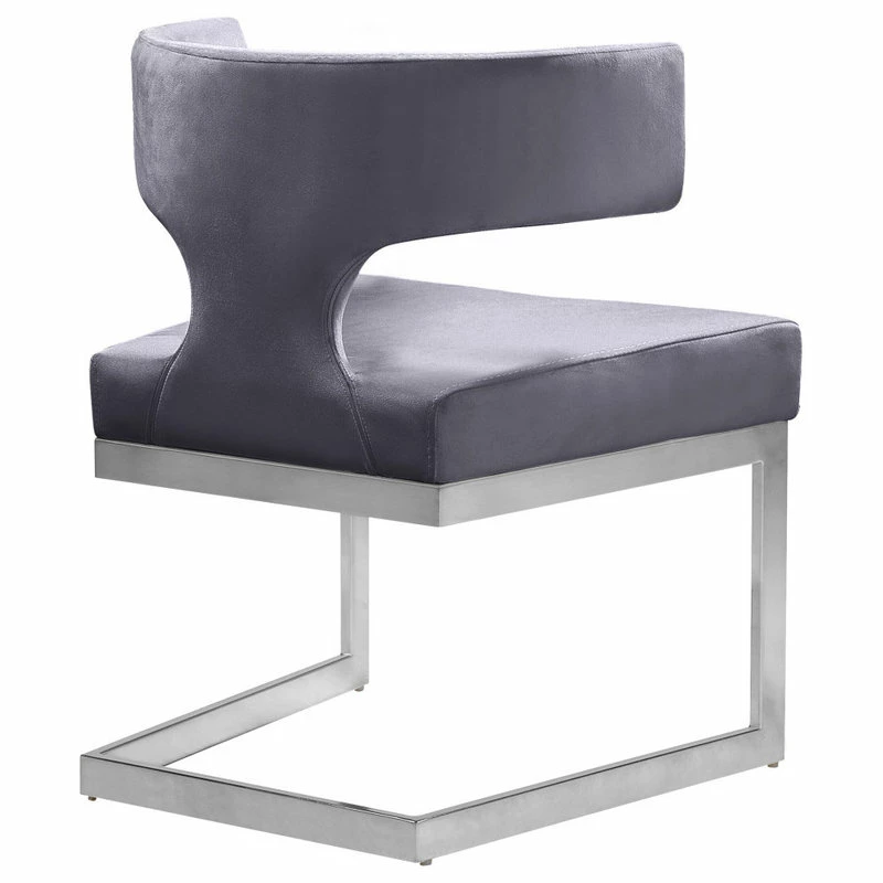 Promo 😀 MOD The Eve Dining Chair, Gray And Chrome, Velvet And Metal 🔥 6 Promo 😀 MOD The Eve Dining Chair, Gray And Chrome, Velvet And Metal 🔥 - Image 6