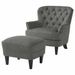 Promo 🤩 GDFStudio GDF Studio Teton Gray Fabric Club Chair And Ottoman 🥰