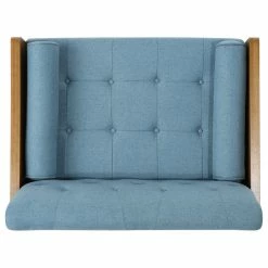 Brand new ⭐ GDFStudio GDF Studio Greta Mid Century Modern Fabric Club Chair, Blue/Dark Walnut 🔥 -Living Room Furniture Shop e171593d01e12932 8237 w800 h800 b1 p0