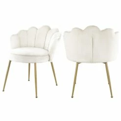 Promo 😉 MOD The Perla Dining Chair, Cream, Velvet, Set Of 2 😀