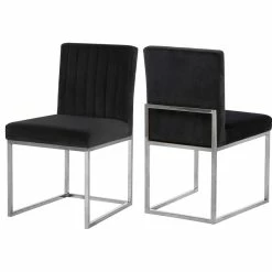 Best Sale ๐งจ MOD The Dice Dining Chair, Black, Velvet, Chrome Base, Set Of 2 ๐งจ