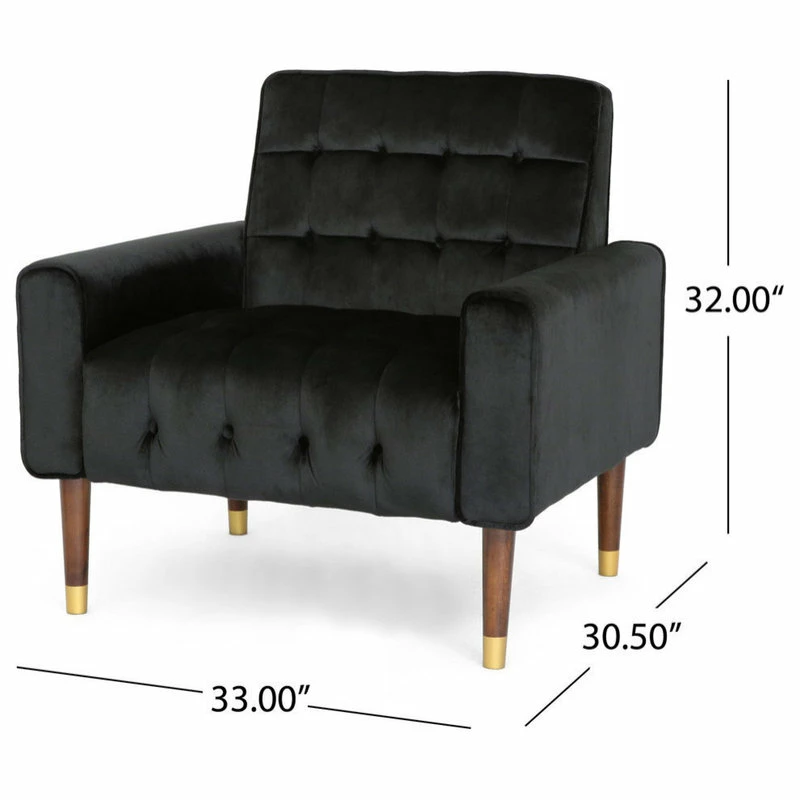 Flash Sale 🔥 GDFStudio GDF Studio Betsy Modern Button-Tufted Waffle Stitching Velvet Armchair, Black 😉 3 Flash Sale 🔥 GDFStudio GDF Studio Betsy Modern Button-Tufted Waffle Stitching Velvet Armchair, Black 😉 - Image 3