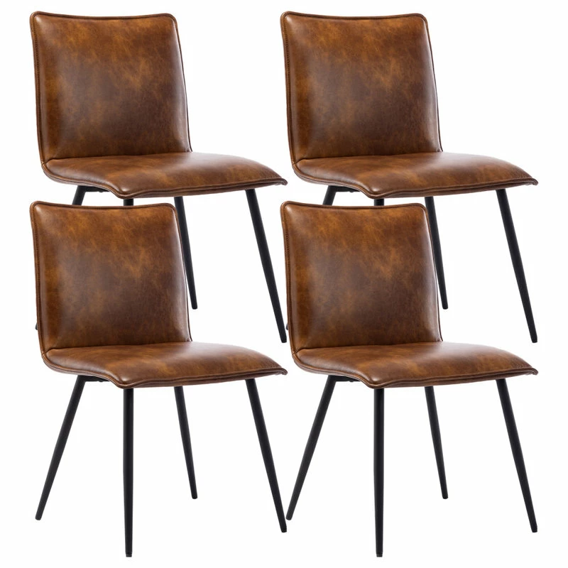 Budget ⭐ Duhome Elegant Lifestyle Set Of 4 Minimalist Faux Leather Side Chairs For Dining Room, Yellowish-Brown 🌟 1 Budget ⭐ Duhome Elegant Lifestyle Set Of 4 Minimalist Faux Leather Side Chairs For Dining Room, Yellowish-Brown 🌟