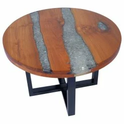 Cheapest 🔥 Vida XL LLC VidaXL Solid Teak Wood Coffee Table Resin Handmade Paint Finish Side End Couch 💯