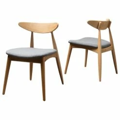Discount 😍 GDFStudio GDF Studio Issaic Mid Century Design Wood Dining Chairs, Set Of 2, Gray/Oak 😉
