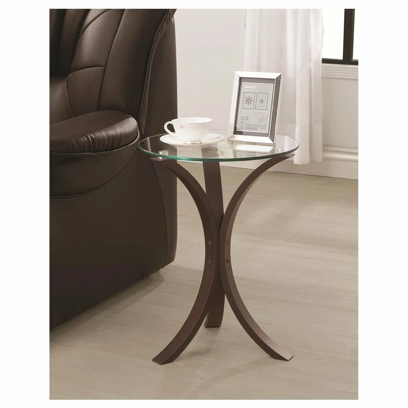 Cheap 🔥 Coaster Home Furnishings Coaster Snack Table With Glass Top, Cappuccino 🔥 2 Cheap 🔥 Coaster Home Furnishings Coaster Snack Table With Glass Top, Cappuccino 🔥 - Image 2