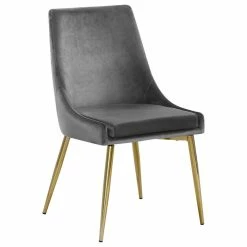 Discount 😉 Meridian Furniture Karina Velvet Dining Chairs, Set Of 2, Gray, Gold Base 👍 -Living Room Furniture Shop eaf165490274149f 3377 w800 h800 b1 p0