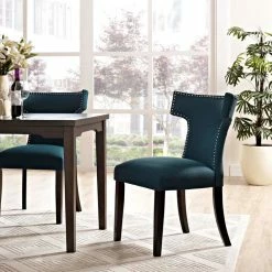 Promo ✔️ LexMod Curve Upholstered Fabric Dining Chair, Azure 🛒 -Living Room Furniture Shop eaf17db700cd23bf 0309 w800 h800 b0 p0