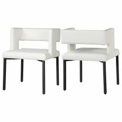 Promo ๐ฏ MOD The Verve Dining Chair, White And Matte Black, Faux Leather And Iron, Set Of 2 โค๏ธ