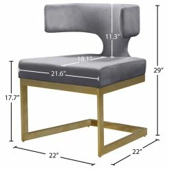 Buy 🥰 MOD The Eve Dining Chair, Gray And Gold, Velvet And Metal 🌟 -Living Room Furniture Shop ec21b45702741854 0738 w800 h800 b1 p0