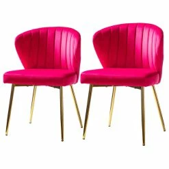 Promo 🛒 MOD The Audrey Dining Chair, Velvet, Set Of 2, Fuchsia 🌟