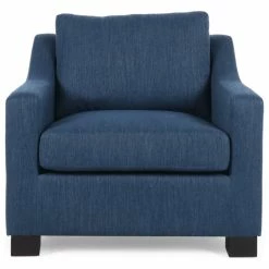 Budget ⌛ GDFStudio Casen Fabric Club Chair, Navy Blue/Dark Brown 😉