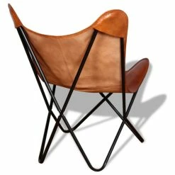 Deals 😍 Vida XL LLC Vidaxl Butterfly Chair Brown Real Leather ⭐ -Living Room Furniture Shop edc1ecee02eb5ced 2601 w800 h800 b1 p0