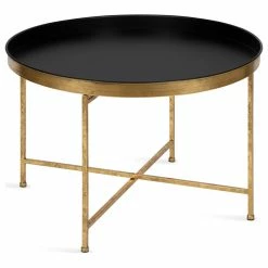 Best Pirce 😍 Uniek Celia Round Metal Coffee Table, Black/Gold 28.25x28.25x19 ✨