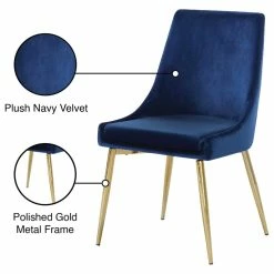 Flash Sale 😉 Meridian Furniture Karina Velvet Dining Chairs, Set Of 2, Navy, Gold Base 🧨 -Living Room Furniture Shop f0913ab0027411f1 3395 w800 h800 b1 p0