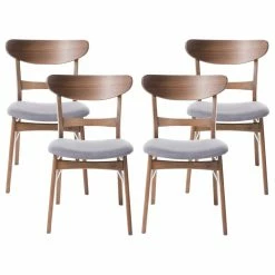 Best reviews of 😍 GDFStudio Skylar Dining Chairs, Set Of 4, Dark Gray/Walnut ⭐