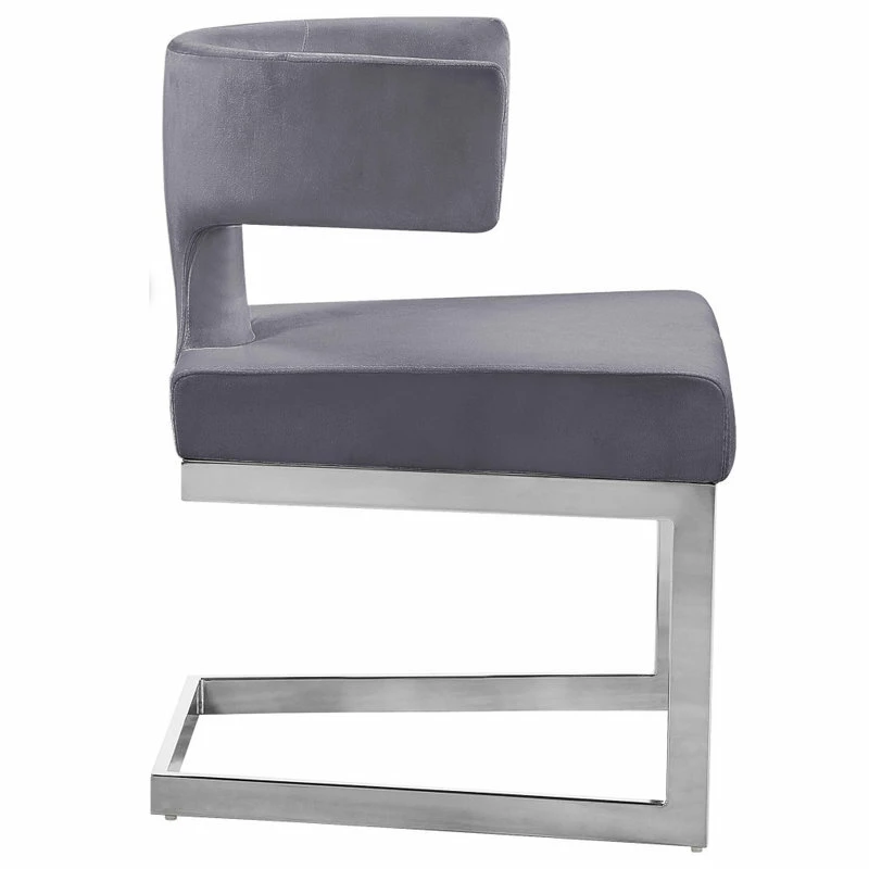 Promo 😀 MOD The Eve Dining Chair, Gray And Chrome, Velvet And Metal 🔥 5 Promo 😀 MOD The Eve Dining Chair, Gray And Chrome, Velvet And Metal 🔥 - Image 5