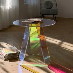 Best reviews of 🧨 Homary Acrylic End Table Clear Round Side Table Iridescent Accent Table 🛒 -Living Room Furniture Shop f1a1b9ec030350f2 2023 w800 h800 b0 p0