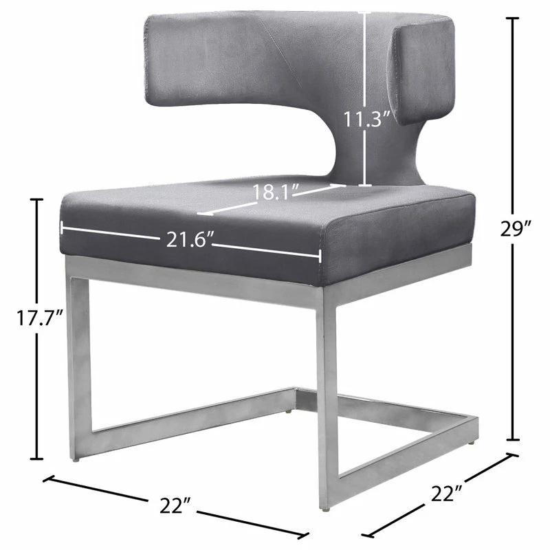 Promo 😀 MOD The Eve Dining Chair, Gray And Chrome, Velvet And Metal 🔥 8 Promo 😀 MOD The Eve Dining Chair, Gray And Chrome, Velvet And Metal 🔥 - Image 8