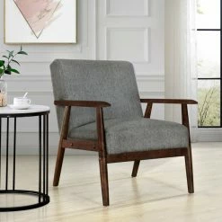 Coupon 👏 HomeFare Wood Frame Mid-Century Modern Accent Chair, Gray 💯 -Living Room Furniture Shop f1c1b0e901e5a5dc 1255 w800 h800 b0 p0