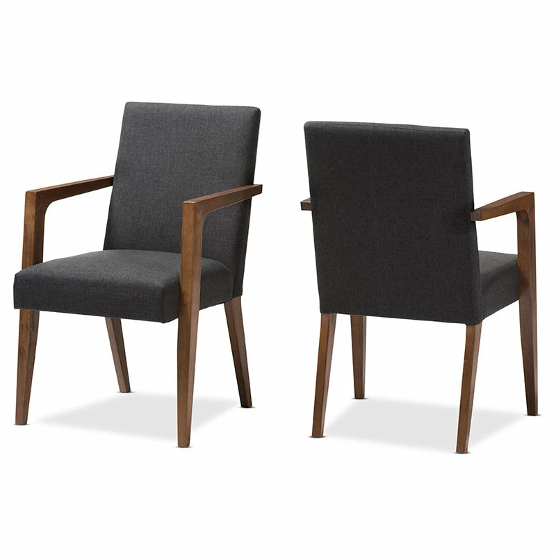 Best deal 👍 Baxton Studio Andrea Mid-Century Modern Dark Gray Upholstered Wooden Armchair, Set Of 2 🥰 2 Best deal 👍 Baxton Studio Andrea Mid-Century Modern Dark Gray Upholstered Wooden Armchair, Set Of 2 🥰 - Image 2