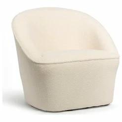 Budget 👍 ELuxury Barrel Swivel Chairs, Cream Boucle 🎉