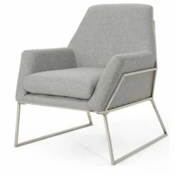 Buy ⌛ GDFStudio GDF Studio Zach Modern Fabric Armchair With Stainless Steel Frame, Gray ✔️