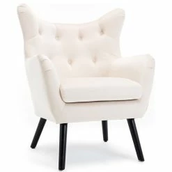 Deals 👏 BELLEZE Mid Century Tufted Wingback Chair, White 🎁 -Living Room Furniture Shop f7a12c870b201b9d 7351 w800 h800 b1 p0
