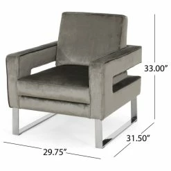 Cheapest 🎉 GDFStudio Kerman Modern Glam Velvet Club Chair, Gray/Silver ⭐ -Living Room Furniture Shop fa3191430f906bb9 8681 w800 h800 b1 p0