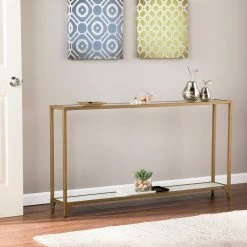 Flash Sale ✨ SEI Furniture Dillon Narrow Metal Console, Gold With White Glass 🎉 -Living Room Furniture Shop fbc153d10aa078e0 3477 w800 h800 b0 p0