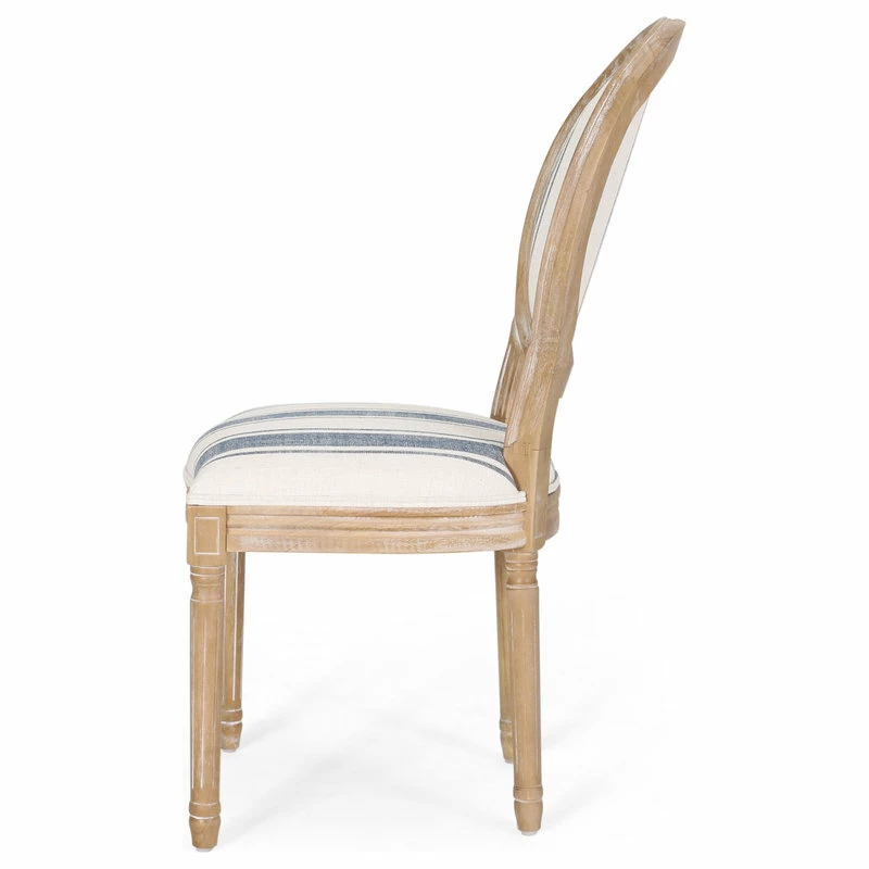 Best Pirce 👍 GDFStudio Lariya French Country Fabric Dining Chairs (Set Of 2), Dark Blue Line + Natural ✔️ 8 Best Pirce 👍 GDFStudio Lariya French Country Fabric Dining Chairs (Set Of 2), Dark Blue Line + Natural ✔️ - Image 8
