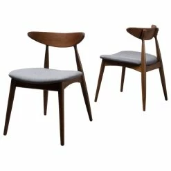 Coupon 🌟 GDFStudio GDF Studio Issaic Mid Century Design Wood Dining Chairs, Set Of 2, Charcoal/Waln 🔥