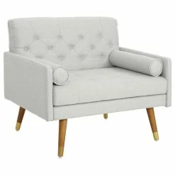 Outlet ⭐ GDFStudio Nour Fabric Mid-Century Modern Club Chair, Light Gray/Dark Walnut 🛒 -Living Room Furniture Shop fed1198e0f90788f 6562 w800 h800 b1 p0