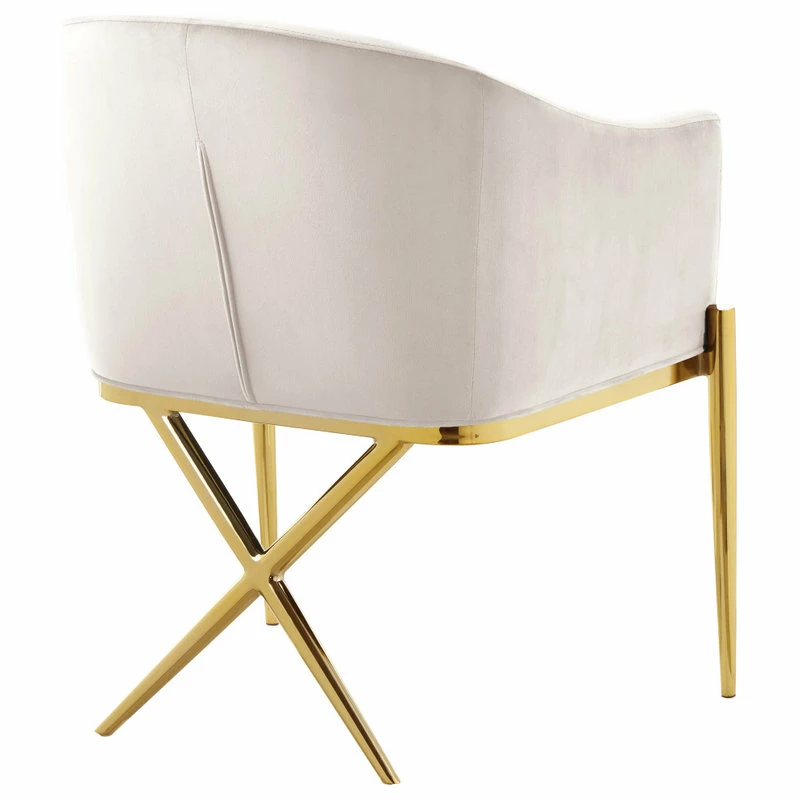 Hot Sale 👏 Meridian Furniture Xavier Velvet Dining Chair, Cream, Gold Legs 👏 2 Hot Sale 👏 Meridian Furniture Xavier Velvet Dining Chair, Cream, Gold Legs 👏 - Image 2