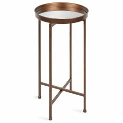 Best Sale ๐ Uniek Celia Round Metal Foldable Tray Accent Table, Bronze 14x14x25.75 ๐ฅ