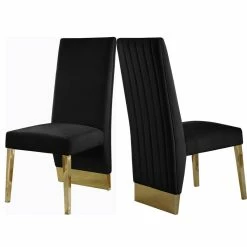 Budget ✨ MOD The Cairo Dining Chair, Black And Gold, Velvet, Set Of 2 🌟